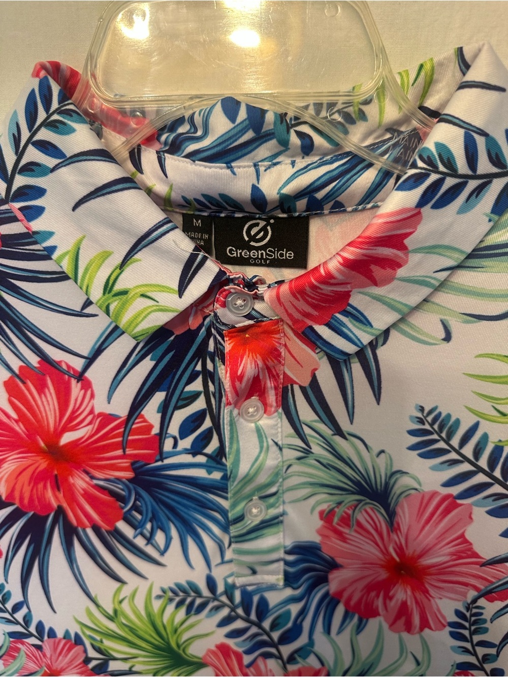 GreenSide Golf Tropical Floral Polo Shirt Men’s Medium Performance Stretch Hawai